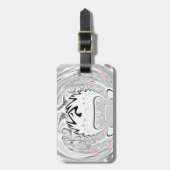 アーバンモダンアッシュグレーフローラ抽象芸術パターンアート ラゲッジタグ (正面縦)