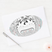 アーバンモダンアッシュグレーフローラ抽象芸術パターンアート 楕円形シール (封筒)