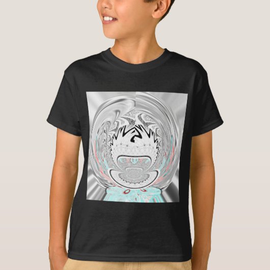 アーバンモダンアッシュグレーフローラ抽象芸術パターンアート Tシャツ (正面)