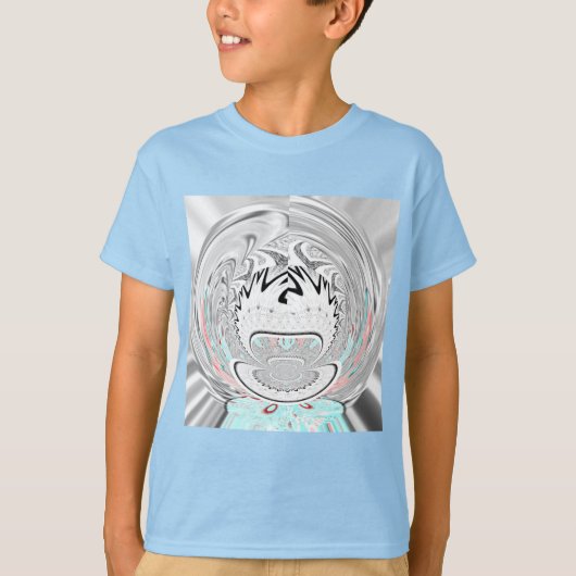 アーバンモダンアッシュグレーフローラ抽象芸術パターンアート Tシャツ (正面)