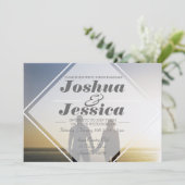 アーバンモダンオーバーレイ |写真カスタムの結婚写真 招待状 (スタンド正面)