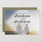 アーバンモダンオーバーレイ |写真カスタムの結婚写真 招待状 (正面/裏面)