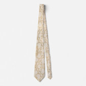 アーバンモダンセピア金ゴールドベージュホワイトレース ネクタイ (正面)