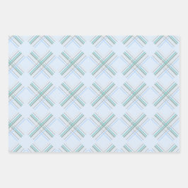 アーバンモダンタータンチェックインパールアンドブルー ラッピングペーパーシート