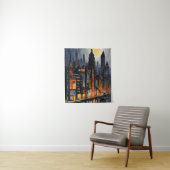 アーバンモダンナイトスケープ – City Skyline at Dusk Art タペストリー (インサイチュ)