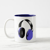 アーバンモダンブルーミュージックヘッドフォンデザイン ツートーンマグカップ (左)