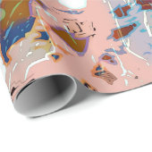 アーバンモダン,抽象芸術パターン，白，カラフル ラッピングペーパー (ロールコーナー)