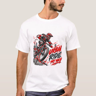 アーバンライドマイウェイ - 極限の都市マウンテンバイク Tシャツ