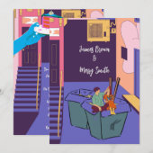 アーバンラブ落書きウォール、麺箱結婚ズ 招待状 (正面/裏面)