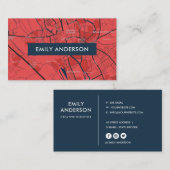 アーバンレッド・ネイビー・オックスフォード大学イギリス概要マップ 名刺 (正面/裏面)