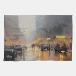 アーバン夕べ雨景 キッチンタオル