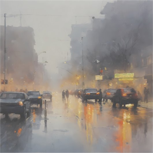 アーバン夕べ雨景 シール (正面)