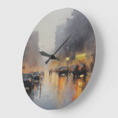 アーバン夕べ雨景 ラージ壁時計 (傾斜)