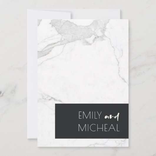 アーバン白黒大理石カップルシャワー招待状 サンキューカード (裏面)