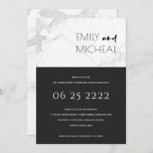 アーバン白黒大理石カップルシャワー招待状 サンキューカード (正面/裏面)
