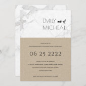 アーバン素朴クラフトマーブル婚約パーティ招待状 サンキューカード (正面/裏面)