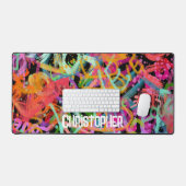 アーバン芸術的グリッチを愛する デスクマット (キーボード&マウス)