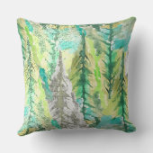 アーバン芸術的パインカラフルツリー水彩画 クッション (裏面)