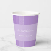 アーバン薄紫バイオレットタータンチェックモノグラム 紙コップ (裏面)
