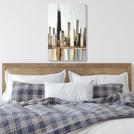 アーバン調和ミニマル都市景観 キャンバスプリント (インサイチュ (寝室))