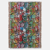 アーバン通りアートグラフィティキャラクターパターン スローブランケット (正面縦)