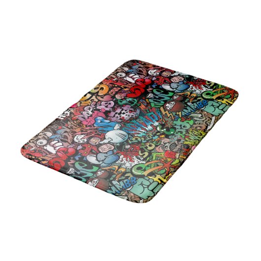 アーバン通りアートグラフィティキャラクターパターン バスマット (アングル)