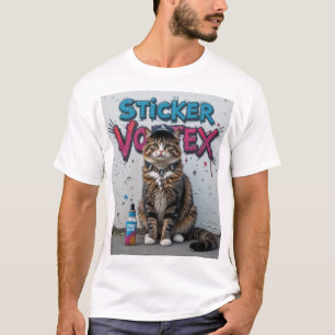 アーバン通りスタイルクールキャットグラフィティキャットデザイン Tシャツ