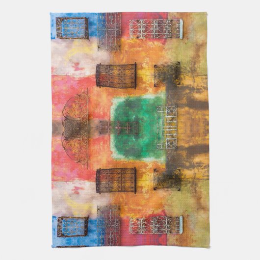 アーバン鉄の仕事絵を描、壁、シックな崩壊キッチン キッチンタオル (縦)