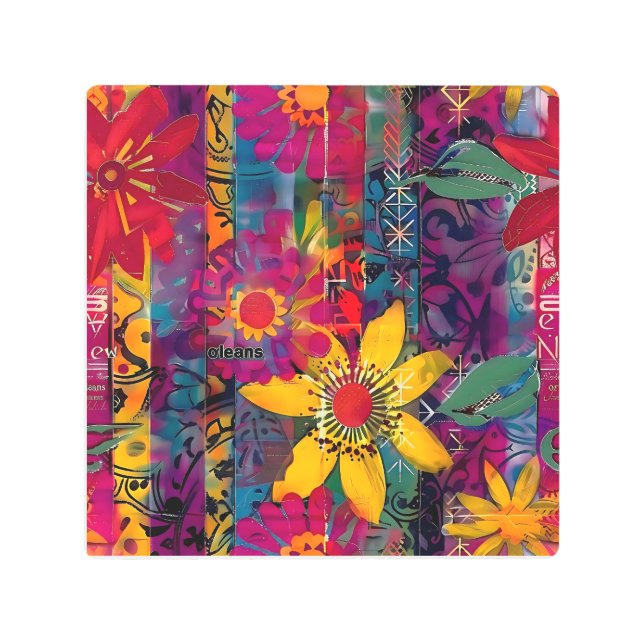 アーバン開花鮮やかなグラフィティフラワーエクスプローシオポスター メタルプリント (正面)