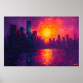 アーバン鮮やかサンセットフォヴィスキャンバス – Cityscape ポスター (正面)