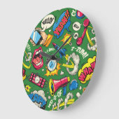 アーバン鮮やかレトロアポップ・アートのート ラージ壁時計 (傾斜)