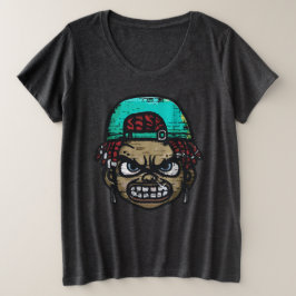 アーバン・レベル：グラフィティ・スタイル・フェイス プラスサイズTシャツ
