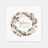 アーバーボヘミアンフェザーグリーンリーリースボホ スタンダードカクテルナプキン (正面)