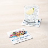 アーパーソナライズされたトポップ・アートのレトロサマービーチコースター スクエアペーパーコースター (インサイチュ)