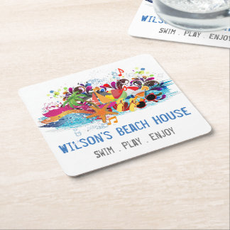 アーパーソナライズされたトポップ・アートのレトロサマービーチコースター スクエアペーパーコースター