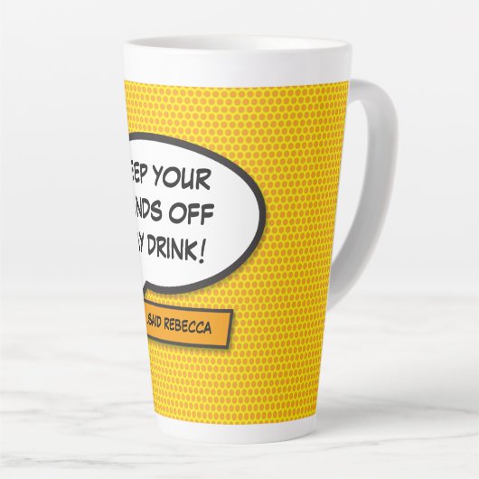 アーパーソナライズされたトポップ・アートの漫画本の音声バブル カフェラテマグ (右アングル)