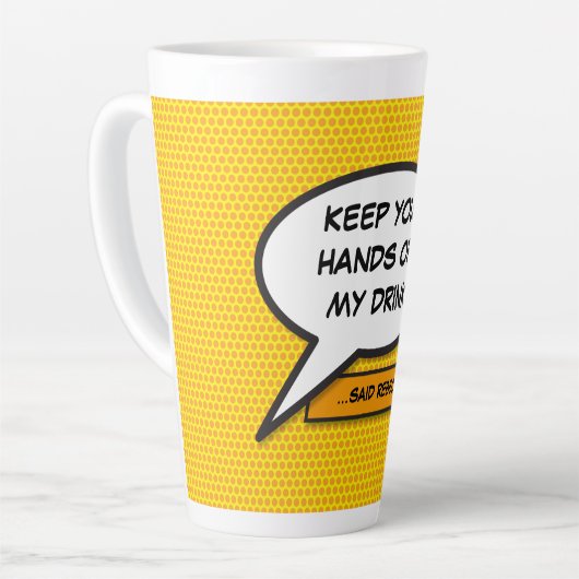 アーパーソナライズされたトポップ・アートの漫画本の音声バブル カフェラテマグ (左アングル)