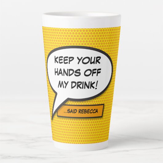 アーパーソナライズされたトポップ・アートの漫画本の音声バブル カフェラテマグ (正面)