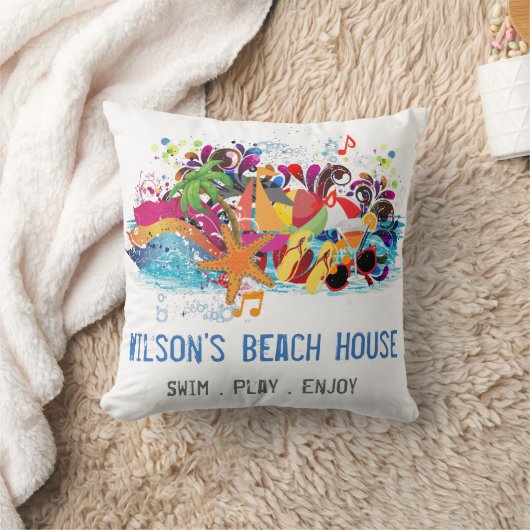 アーパーソナライズされたトレトロサマービーチピロー クッション (ブランケット)