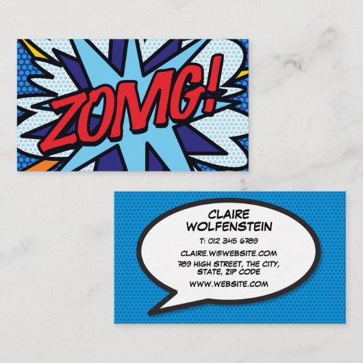 アーパーソナライズされたト漫画ブックZOMG! 名刺 (正面/裏面)