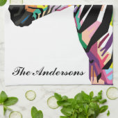 アーパーソナライズされたポップ・アートのトカラフル・ゼブラ キッチンタオル (折り畳み)