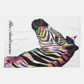 アーパーソナライズされたポップ・アートのトカラフル・ゼブラ キッチンタオル (横)