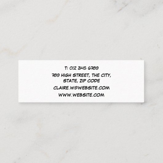 アーパーソナライズされたポップ・アートのト漫画ブックウー！ スキニー名刺 (裏面)