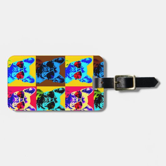 アーフランスのト絵画スタイルのブポップ・アートのルドッグ ラゲッジタグ (正面横)