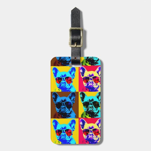 アーフランスのト絵画スタイルのブポップ・アートのルドッグ ラゲッジタグ (正面縦)