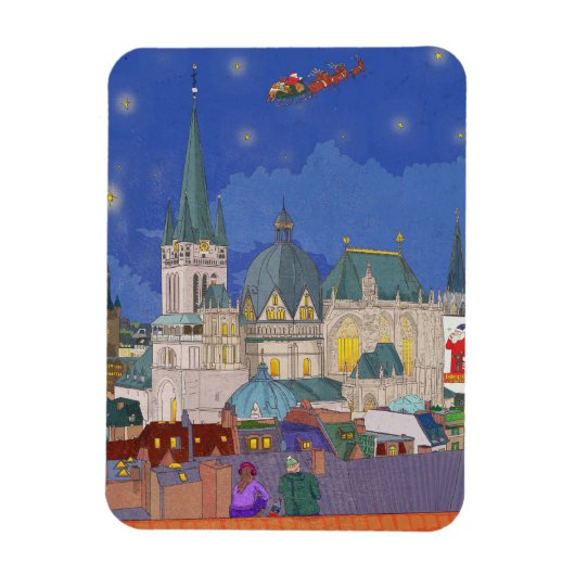アーヘンGermanyクリスマスイブお洒落アート マグネット (縦)