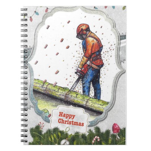 アーボリストのチェーンソーの木の外科医ギフトクリスマス ノートブック (正面)