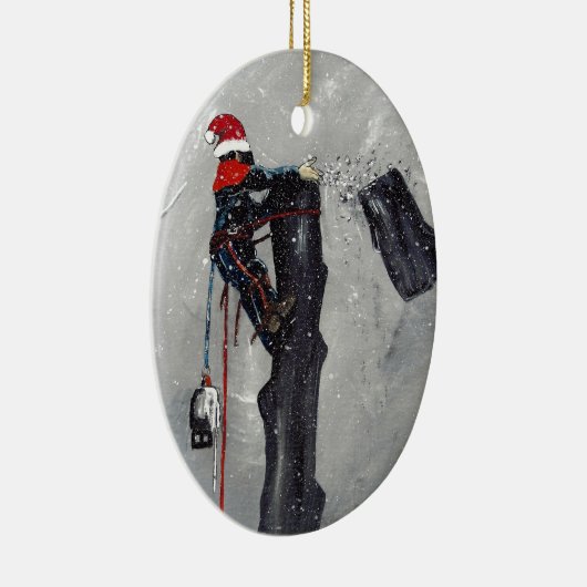 アーボリストの木の外科医のクリスマスカード セラミックオーナメント (右)