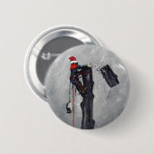 アーボリストの木の外科医のクリスマスカード 缶バッジ (正面&裏面)