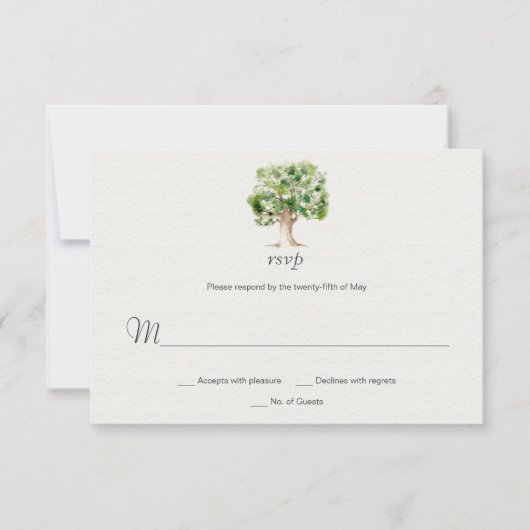 アーボレ素朴タムオークツリーRSVP| 出欠カード (正面)